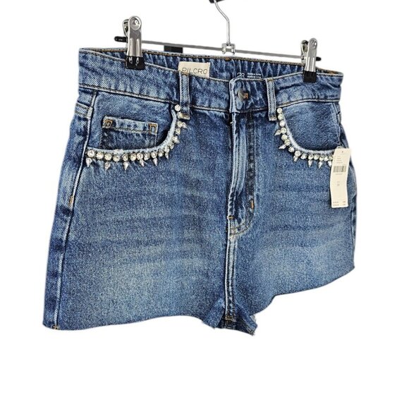 Anthropologie Pilcro Lover Embellished Denim Shorts Size 28 Gemstone NWT Cut Off - Picture 2 of 10